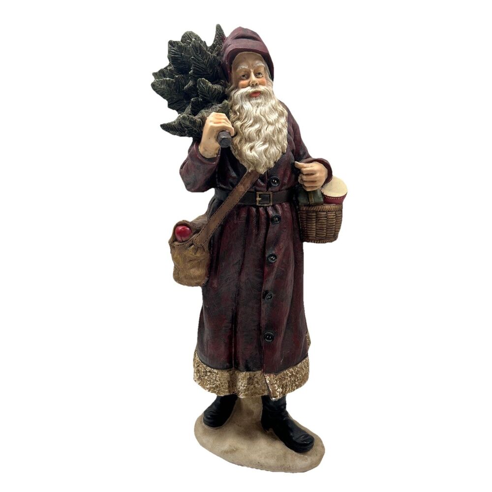 2007 Santa Clause Figure 15.5” Tall Christmas Carrying A Tree
